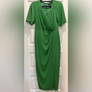 Maggy London Flutter Sleeve Faux Wrap Midi Dress